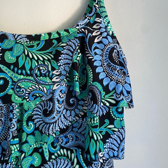 Miraclesuit Tankini Top 8 Tiered Swim Bathing Paisley Floral Beachy Swim Ruffle - Picture 4 of 9